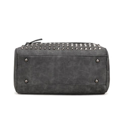 Women Rivets Fur Ball Pendant Handbag Shoulder Bag