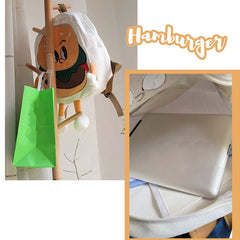Women Hamburger Backpack Canvas Casual Rucksack for Teenage Girls
