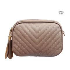Women's Chain Messenger Bag Tassel Shoulder Bag V Quilted Crossbody Bag