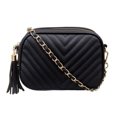 Women's Chain Messenger Bag Tassel Shoulder Bag V Quilted Crossbody Bag