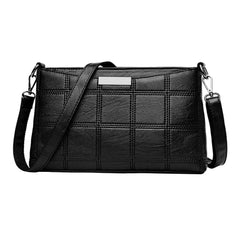 Women Leather Plaid Messenger Bag High Handbags Small Square Package