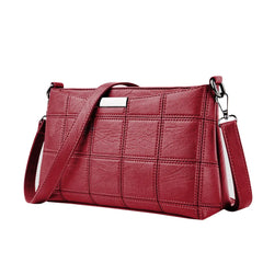 Leather Plaid Messenger Bag Small Square Package Shoulder Handbag