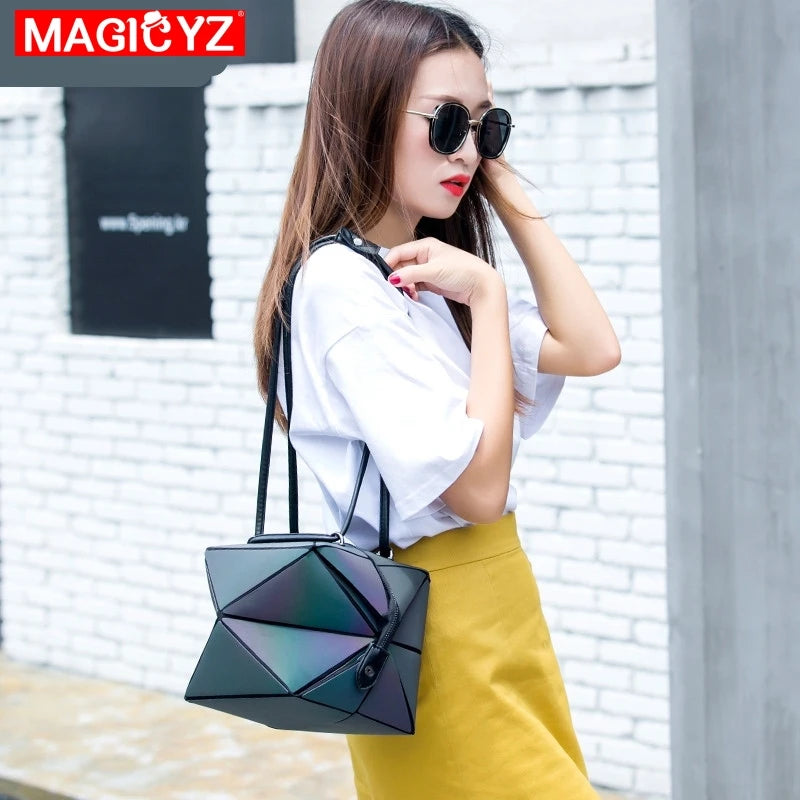 Luminous Geometric Fold Over Shoulder Bag