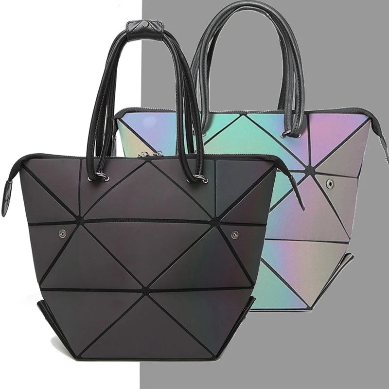 Luminous Geometric Fold Over Shoulder Bag