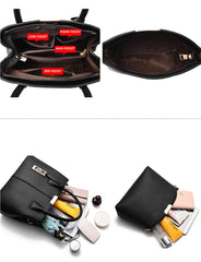 Women PU Leather Handbag Set Casual Tote Shoulder Bag