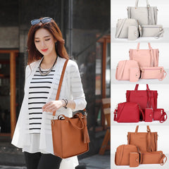 Women Shoulder Handbag 4pcs Set PU Leather Casual Ladies Bag