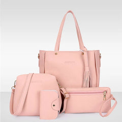 Women Shoulder Handbag 4pcs Set PU Leather Casual Ladies Bag