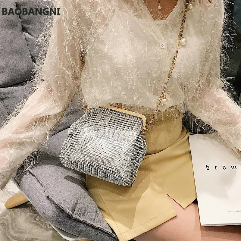 Women Handbag Soft Bead Diamond Evening Bag