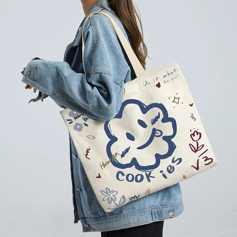Canvas Shoulder Bag College Students Shopping Handbag