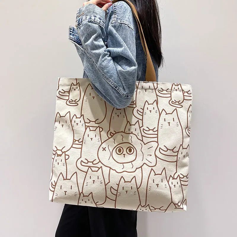 Canvas Shoulder Bag College Students Shopping Handbag
