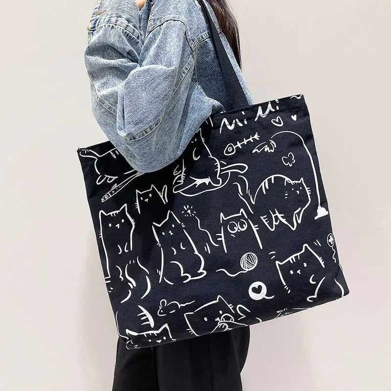 Canvas Shoulder Bag College Students Shopping Handbag