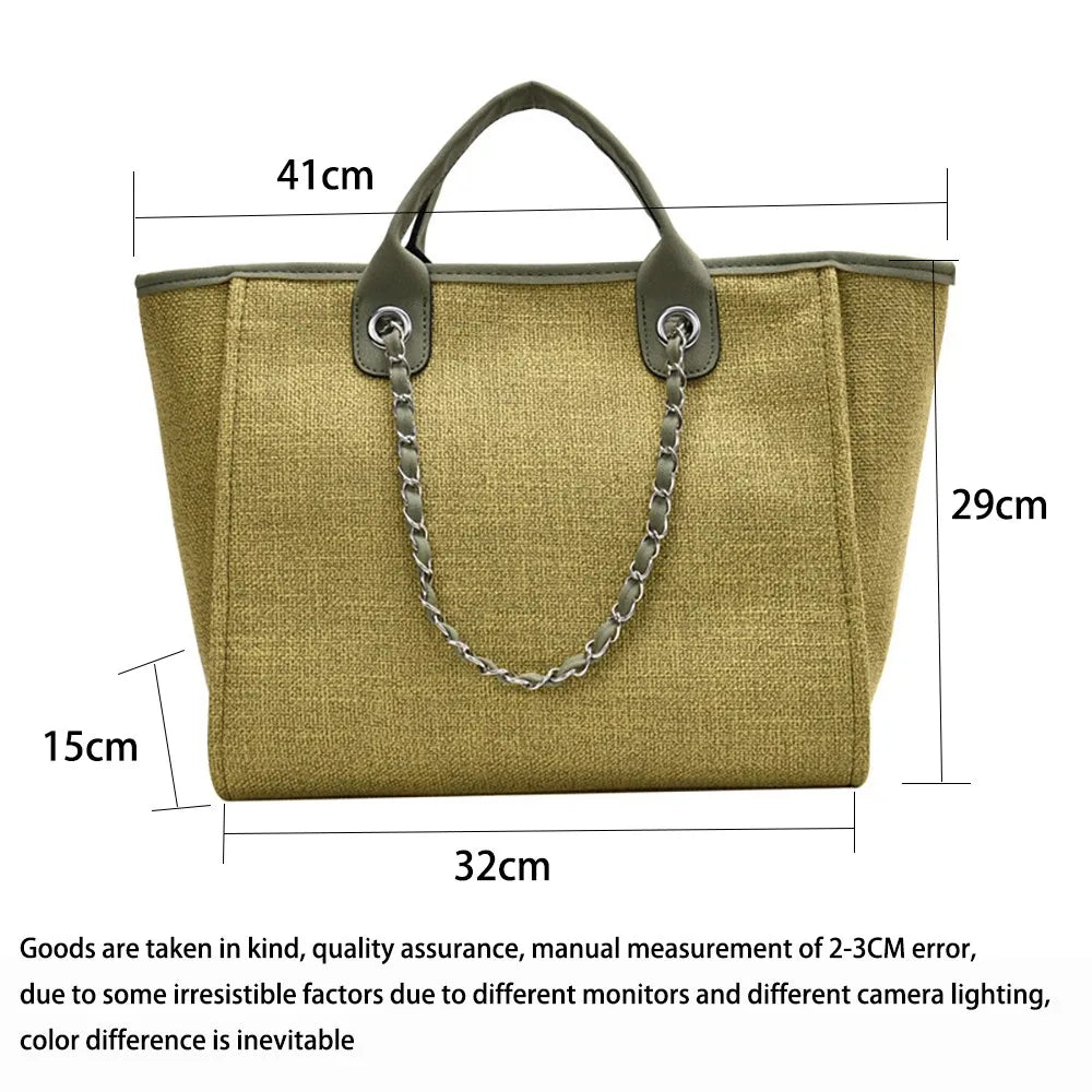 Women Handbags Canvas Tote Shoulder Bag Messenger Crossbody Chain Bags