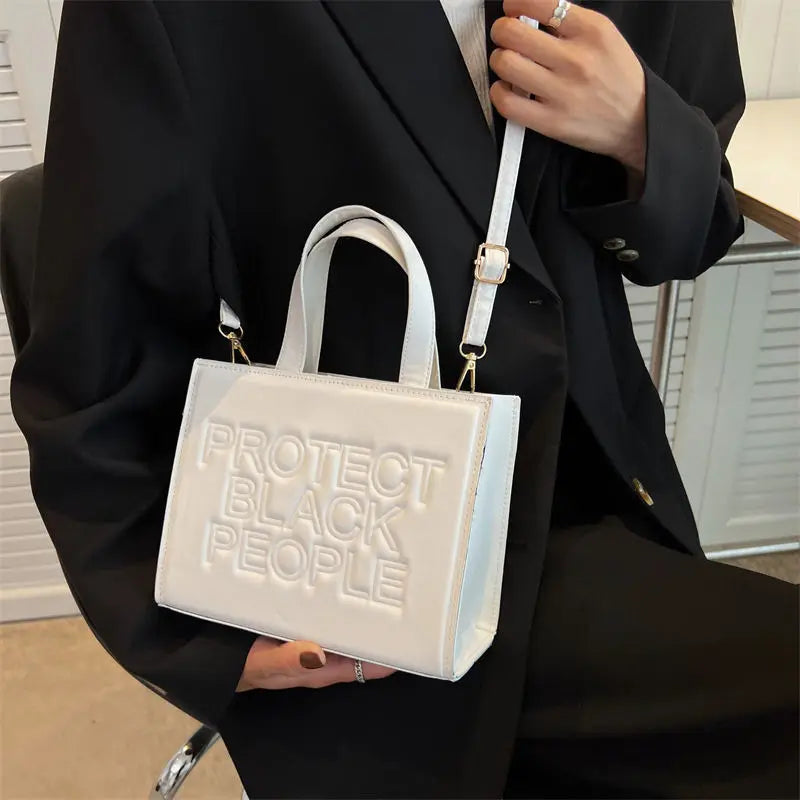 Women Handbags Letters Tote Bag Pu Leather Shoulder Crossbody Bags