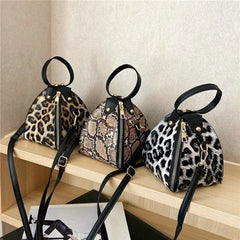 Leopard Print Leather Shoulder Bag Women Handbags Messenger Bags