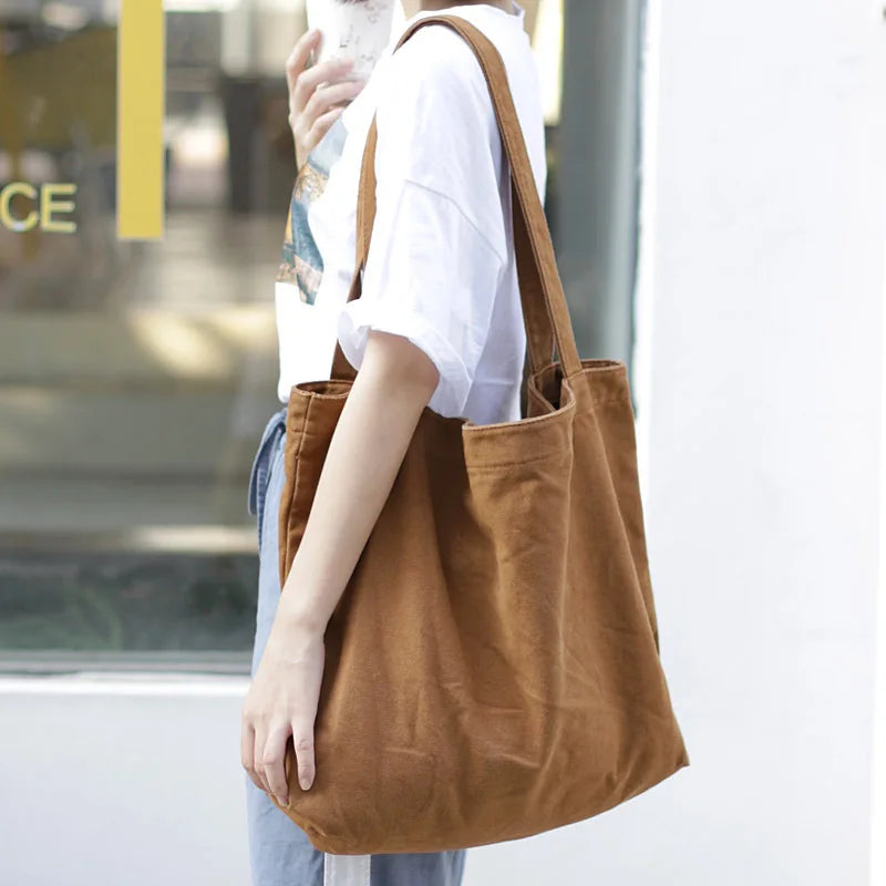 Canvas Shoulder Bags Reusable Large Capacity Shopping Bag Casual Bolsas Feminina