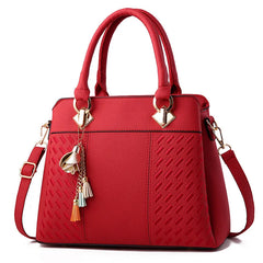 Women Tassel PU Leather Totes Bag Embroidery Crossbody Shoulder Bag