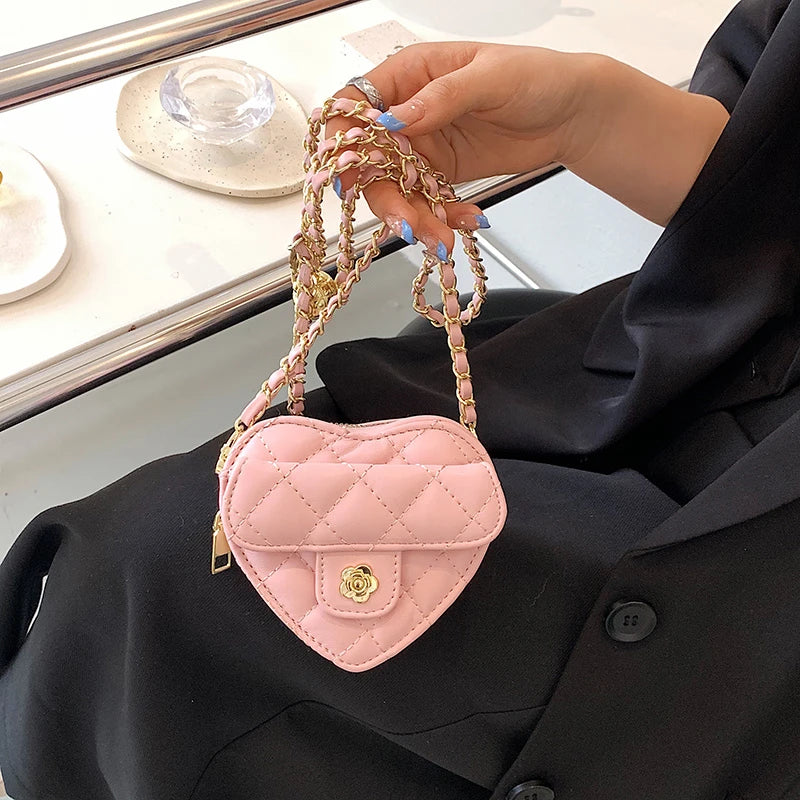 Women Heart-shaped Mini Bag Diamond Embroidery Shoulder Messenger Bag