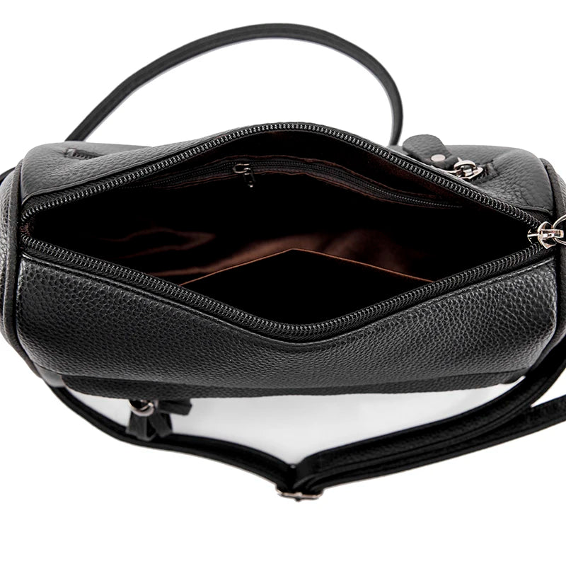 Cowhide Leather Women Shoulder Bag High Capacity Handbag
