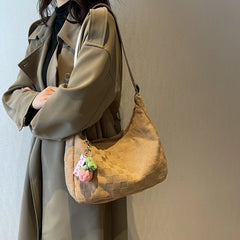 Women Hobo Handbags Solid Plaid Shoulder Bags Female Crossbody Bag