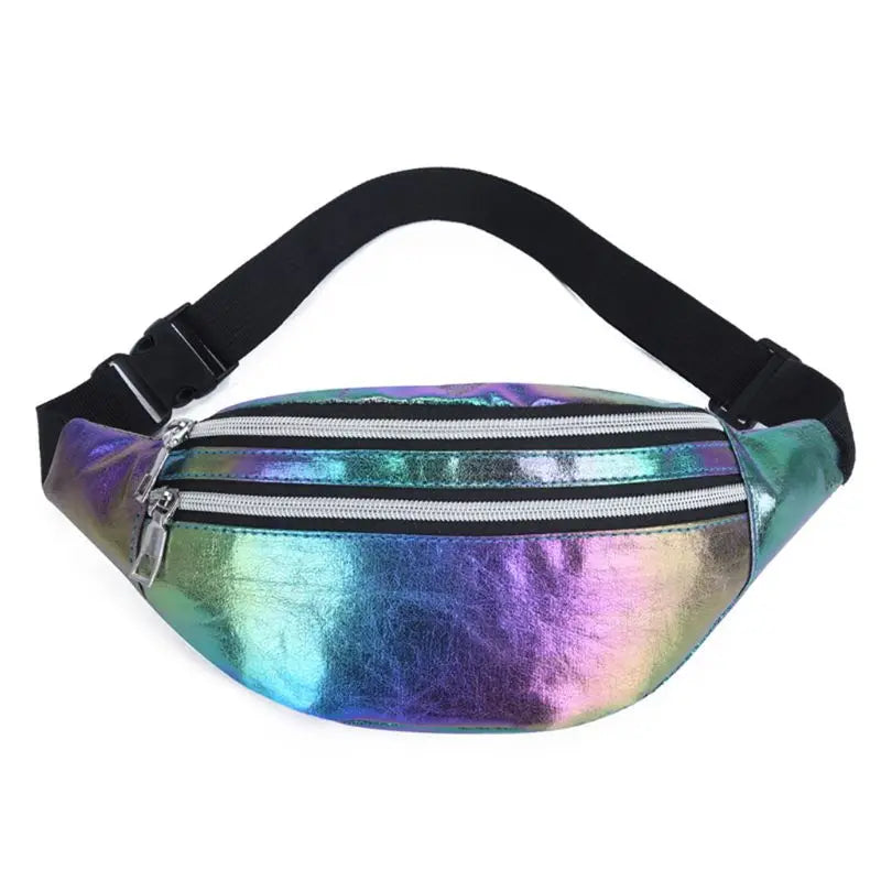 Women Holographic Waist Fanny Pack Belt Bag for Travel