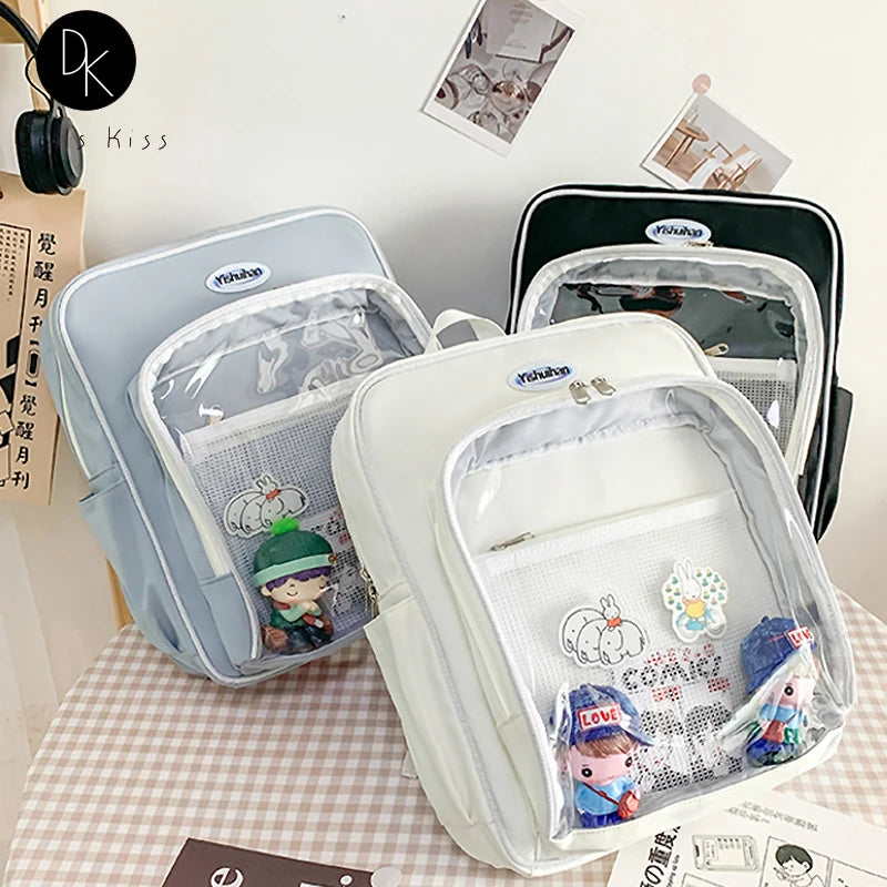 Women Japanese Transparent Ita Bag College Style Student School Backpack