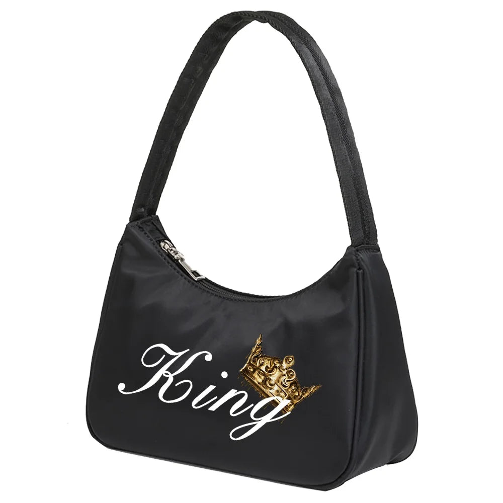 Women King Print Underarm Shoulder Bags Handbag Tote Bags Female Small Bags