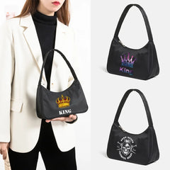 Women King Print Underarm Shoulder Bags Handbag Tote Bags Female Small Bags