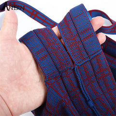 Women Knitted Wool Shoulder Bag Contrast Checked College Students Cloth
