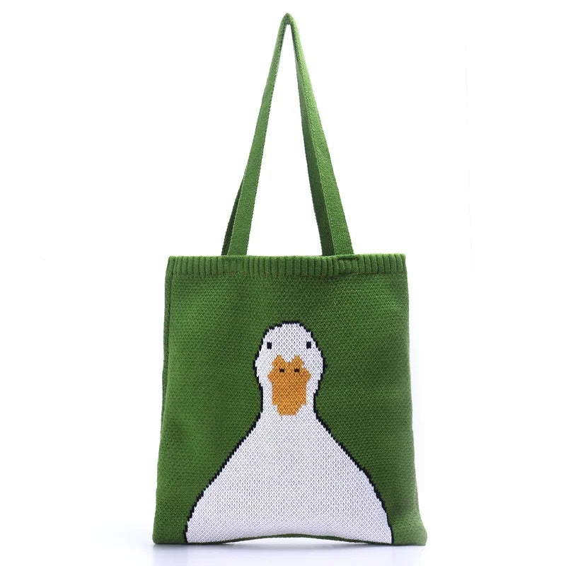 Duck Cartoon Knitting Shoulder Bag for Women