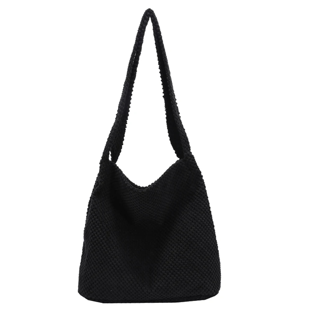 Women Knitting Shoulder Bag Lady Winter Crochet Large Handbag
