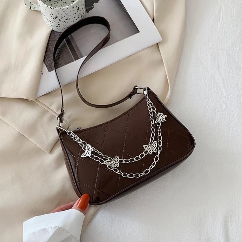 Women Ladies PU Crossbody Shoulder Bag Butterfly Chain Strap Tote Purse Handbag