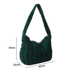 Quilted Plaid Underarm Bag for Women Soft Casual Tote