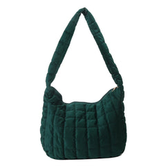 Quilted Plaid Underarm Bag for Women Soft Casual Tote