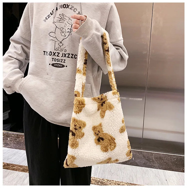 Soft Bear Handbag Large Capacity Shopping Tote