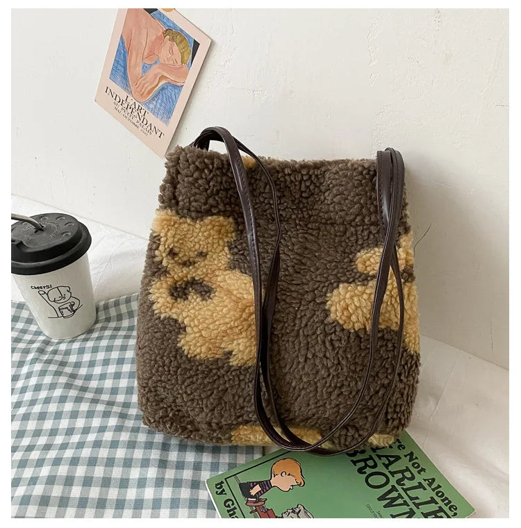 Soft Bear Handbag Large Capacity Shopping Tote