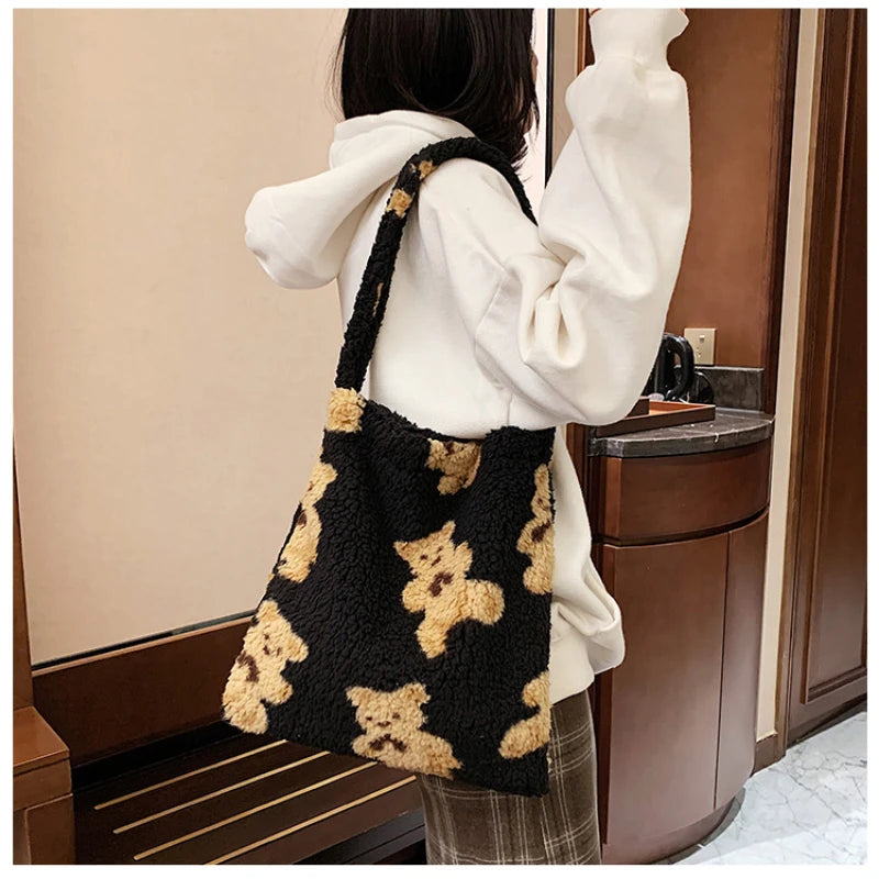 Soft Bear Handbag Large Capacity Shopping Tote