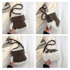Soft Plush Lamb Wool Handbag Winter Crossbody Bag PU Bolsa