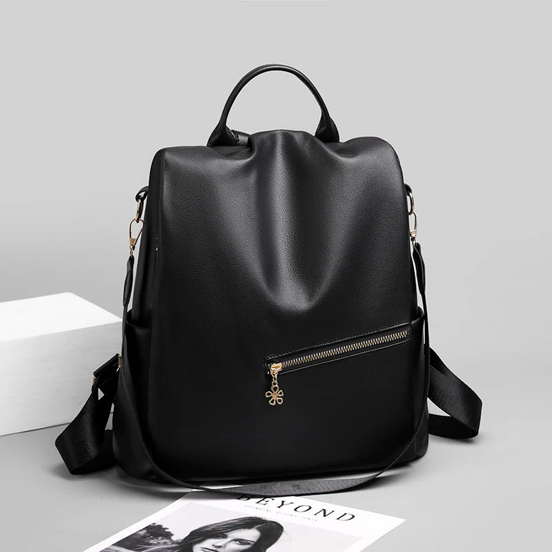 Large Capacity Backpack Purses High Leather Female Vintage Bag