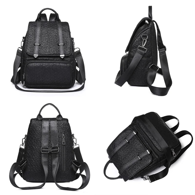 Large Capacity Leather Backpack Purse for Women Vintage Bag