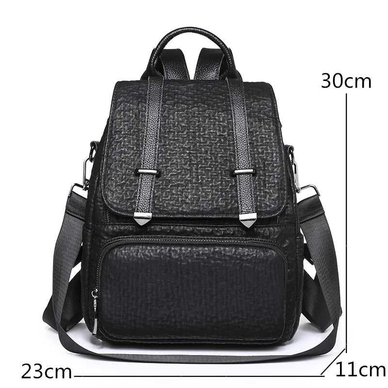 Large Capacity Leather Backpack Purse for Women Vintage Bag