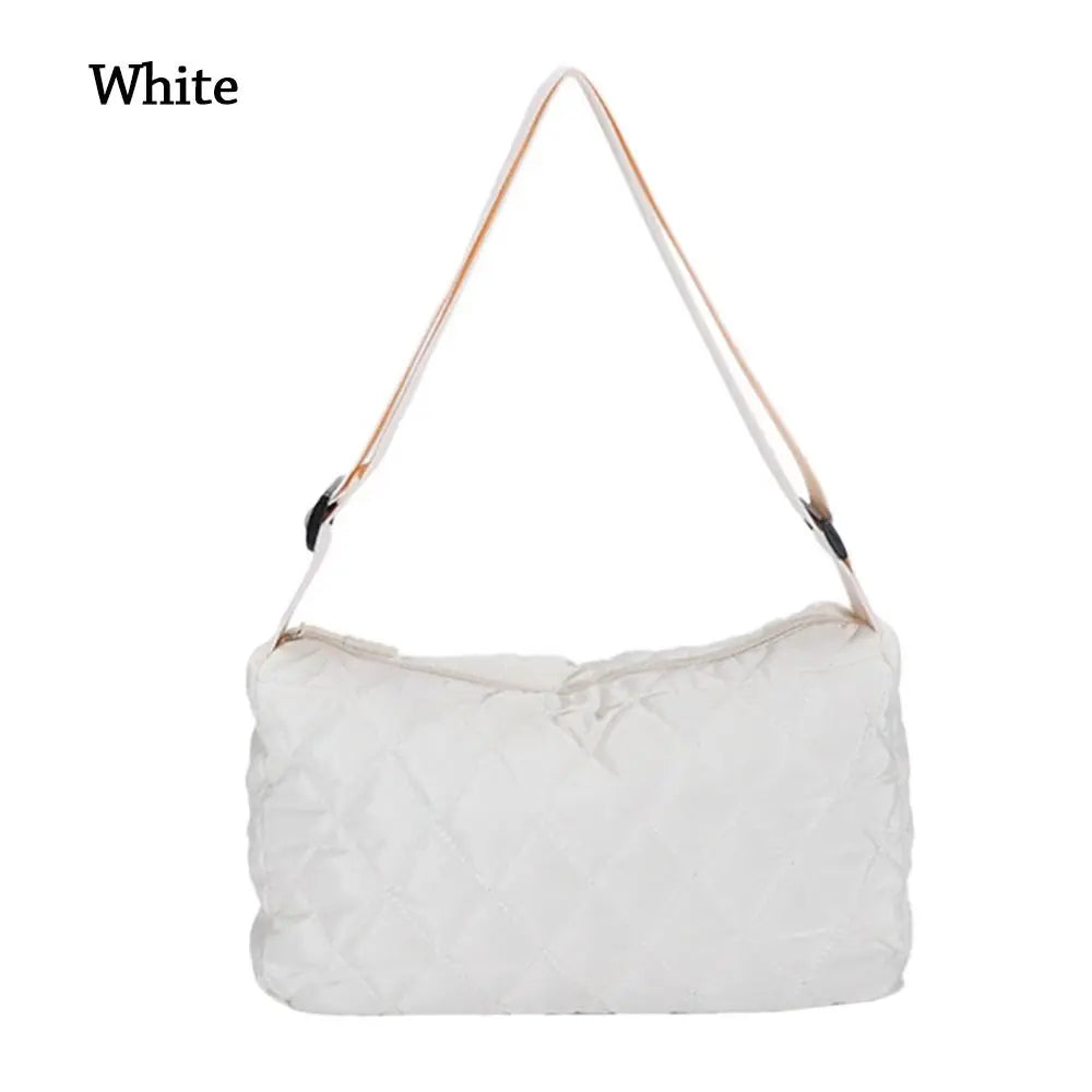 Women Large Capacity Shoulder Tote Bags Winter Cotton Padded Rhombus Pattern