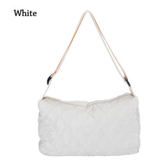 Women Large Capacity Shoulder Tote Bags Winter Cotton Padded Rhombus Pattern