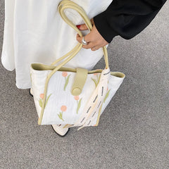 Print Large Shoulder Bag Soft Cloth Fabric Handbag for Women