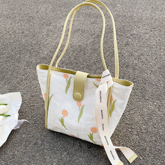 Print Large Shoulder Bag Soft Cloth Fabric Handbag for Women