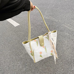 Print Large Shoulder Bag Soft Cloth Fabric Handbag for Women