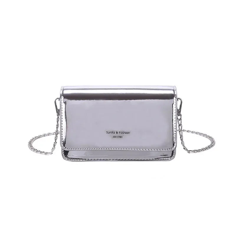 Women Laser Flap Bags Mirror Chain Shoulder Bag Small Handbag