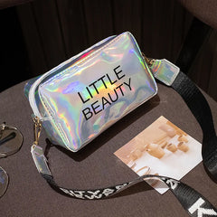 Women Laser Messenger Bag Shoulder Bag PVC Jelly Small Tote Messenger Bag