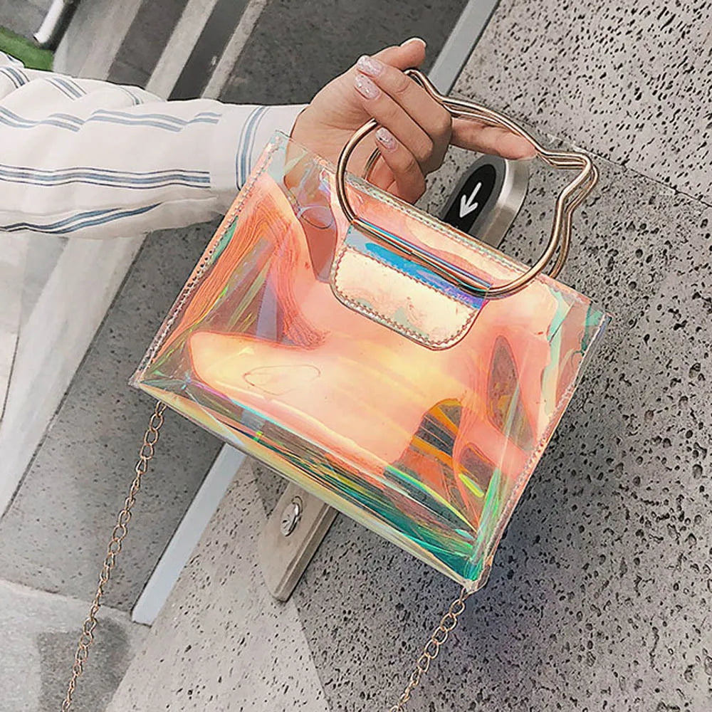 Women Laser Mini Chain Shoulder Bag Cat Handbag Fashionable Shoulder Fl