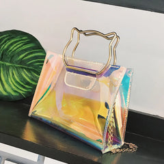Women Laser Mini Chain Shoulder Bag Cat Handbag Fashionable Shoulder Fl