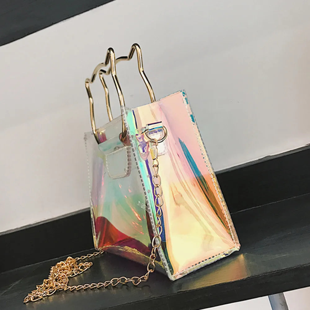 Women Laser Mini Chain Shoulder Bag Cat Handbag Fashionable Shoulder Fl